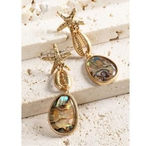 Starfish and Abalone Shell Dangle Earrings